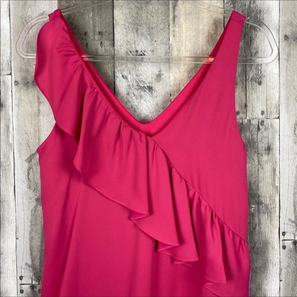 Everly Fuchsia Pink Ruffle Front Dress Size Small - Picture 4 of 16